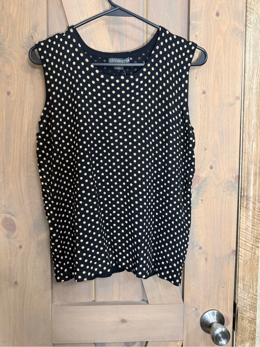 Covington Black Polka Dot Sleeveless Tank Top